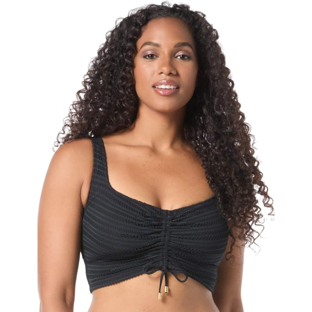 NWT Coco Reef 38DD Elevate Bikini Black Underwire Swim Bra Sized Ruched Front